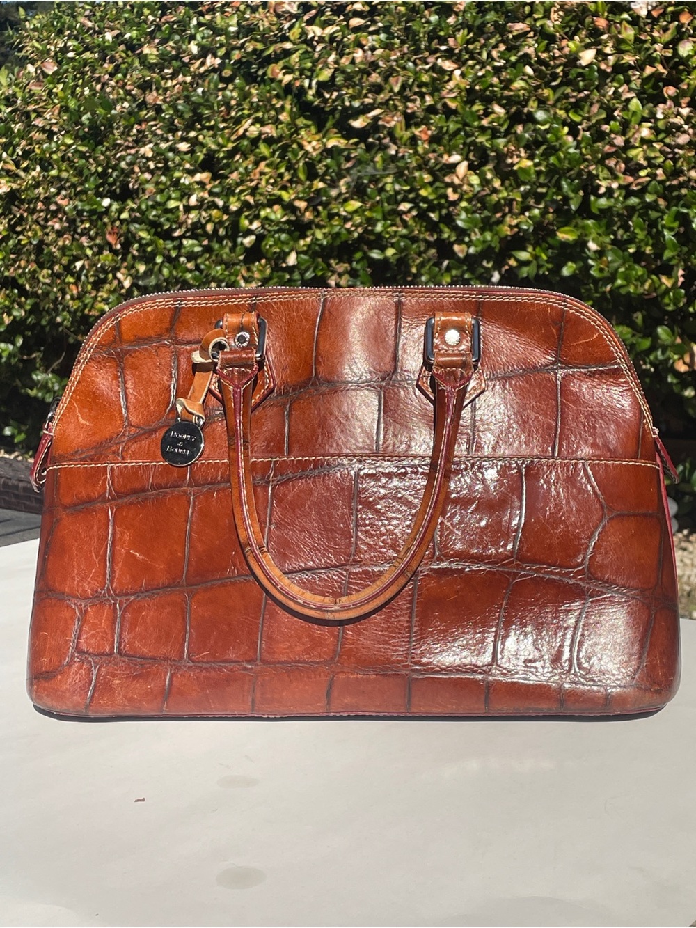 Rare Vintage Dooney & Bourke Nile Croco Domed Satchel Made In Italy 2002
